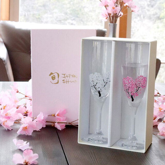 冷感桜 シャンパングラス ペアセット 箱入 | 丸モ高木陶器 冷感桜 シャンパングラス ペアセット 箱入 | 丸モ高木陶器